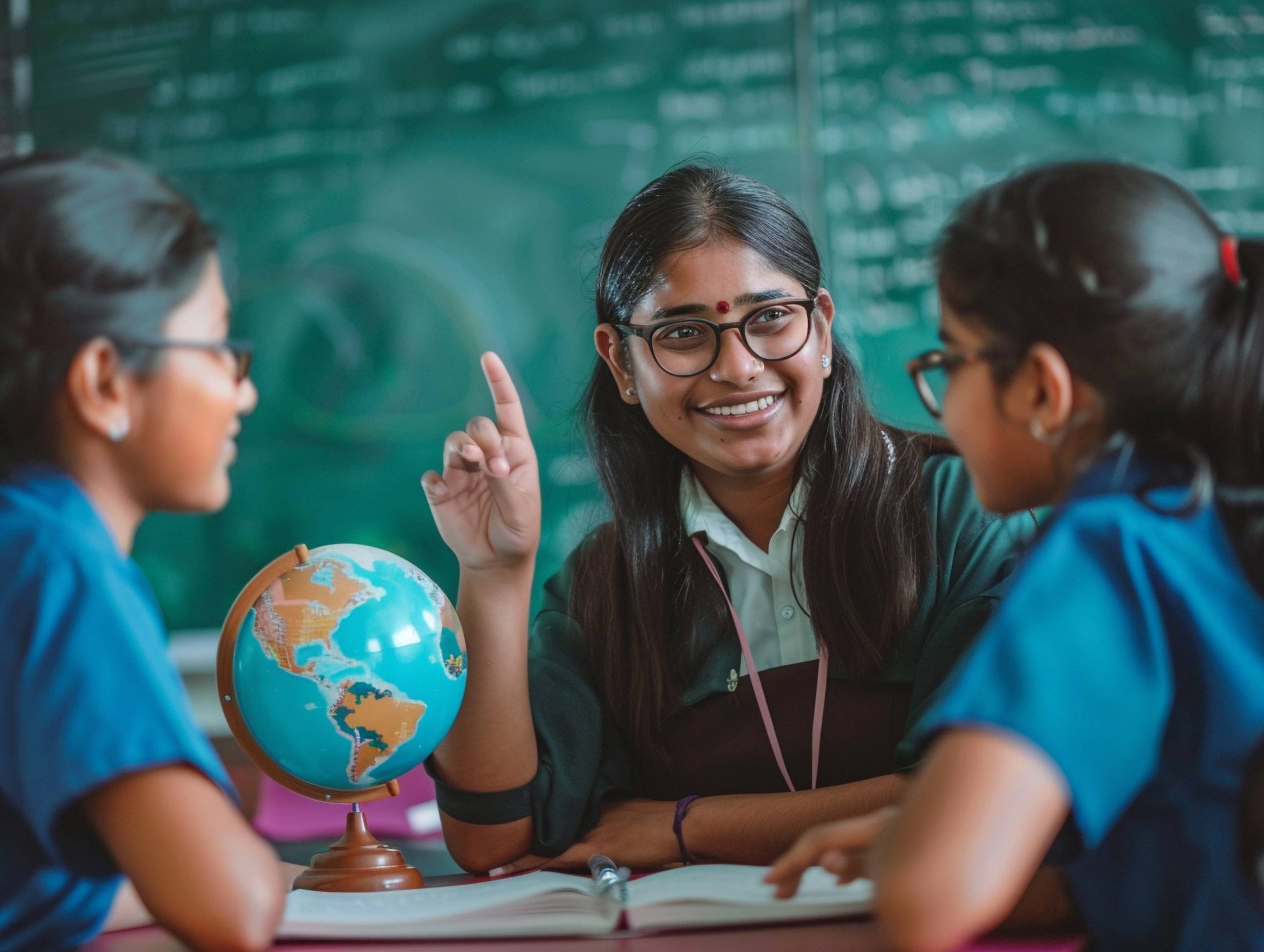 "Three girls having fun and enjoying their time in class at Target 1 Academy in Pune."