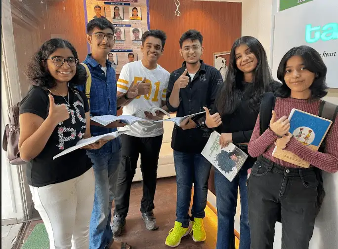 "Students feeling cheerful and engaged in the classroom at Target 1 Academy in Pune."