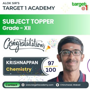 Krishnappan, Chemistry Subject Topper of Grade XII from Target 1 Academy with 97 out of 100 marks.