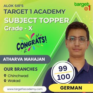 Atharva Mahajan - German Subject Topper of Grade X at Target 1 Academy, Chinchwad and Wakad