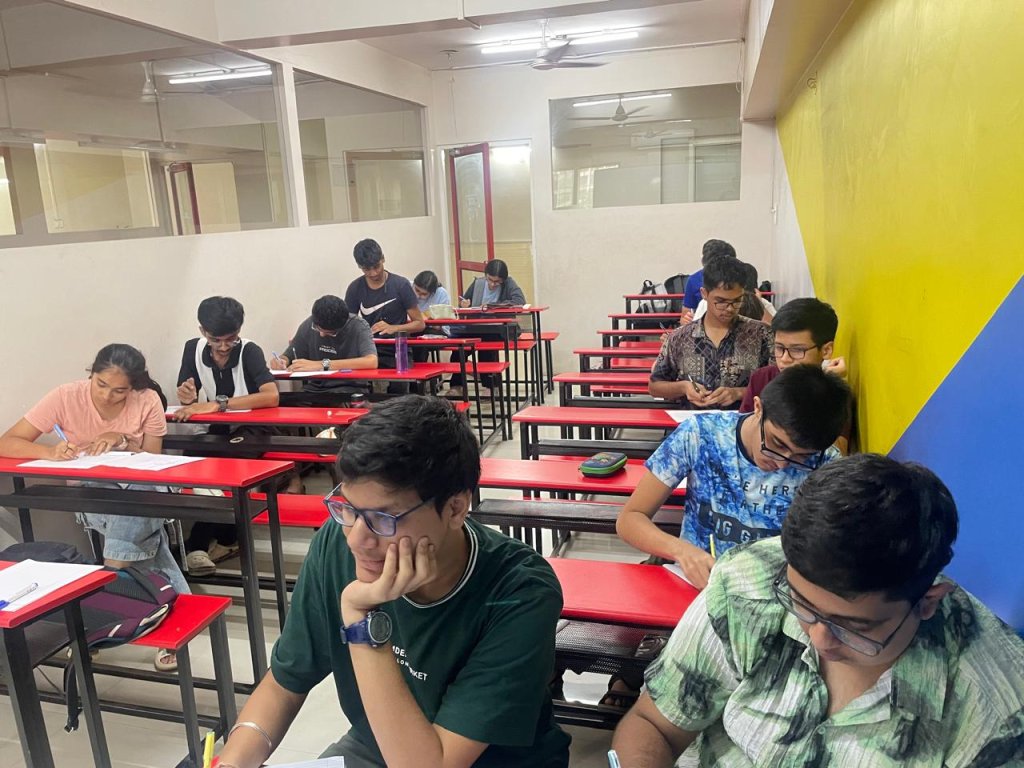 "Students focused during a classroom session at Target 1 Academy in Chinchwad and Wakad."