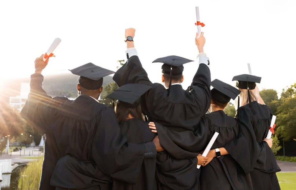 Students celebrating success with degree certificates at Target 1 Academy, Chinchwad